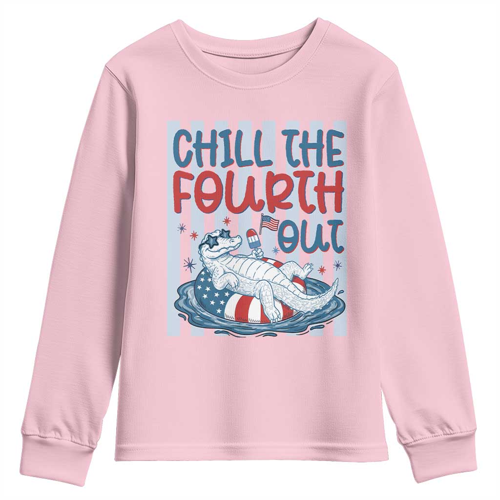 Chill The Fourth Out Youth Sweatshirt Funny Alligator 4th Of July