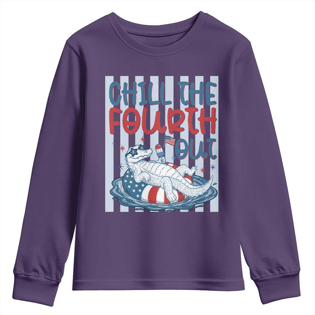 Chill The Fourth Out Youth Sweatshirt Funny Alligator 4th Of July