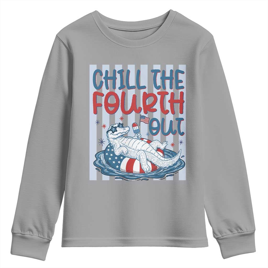 Chill The Fourth Out Youth Sweatshirt Funny Alligator 4th Of July