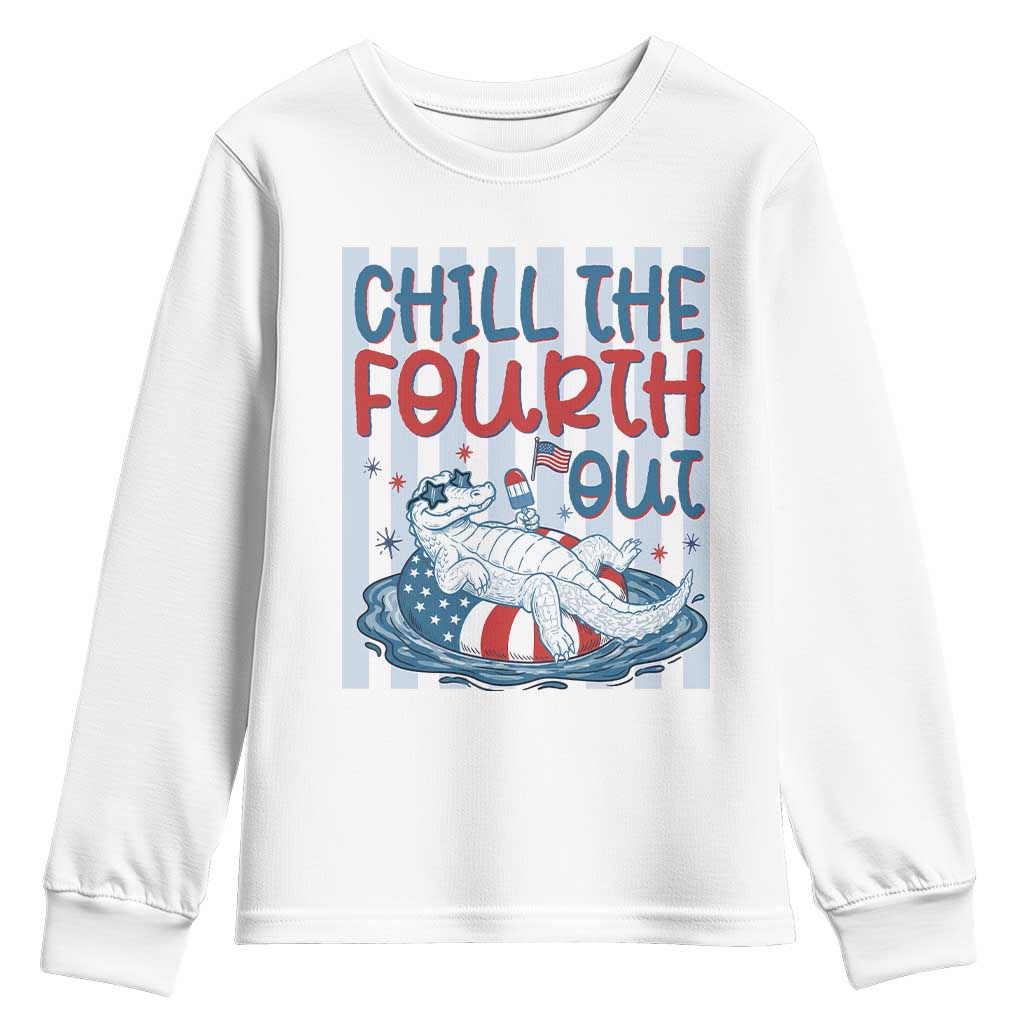 Chill The Fourth Out Youth Sweatshirt Funny Alligator 4th Of July