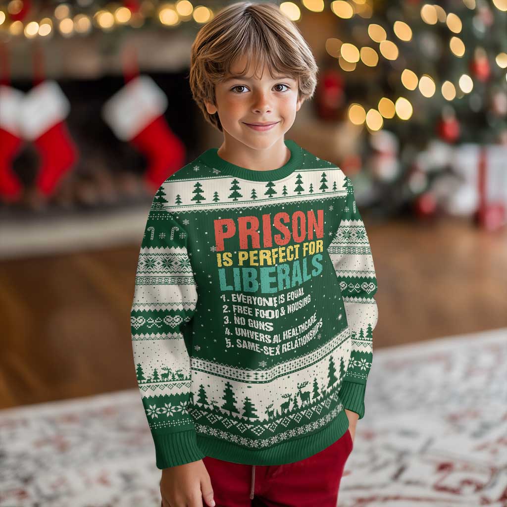 Prison Is Perfect For Liberals Ugly Christmas Sweater Funny Anti Liberal Quote