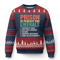Prison Is Perfect For Liberals Ugly Christmas Sweater Funny Anti Liberal Quote