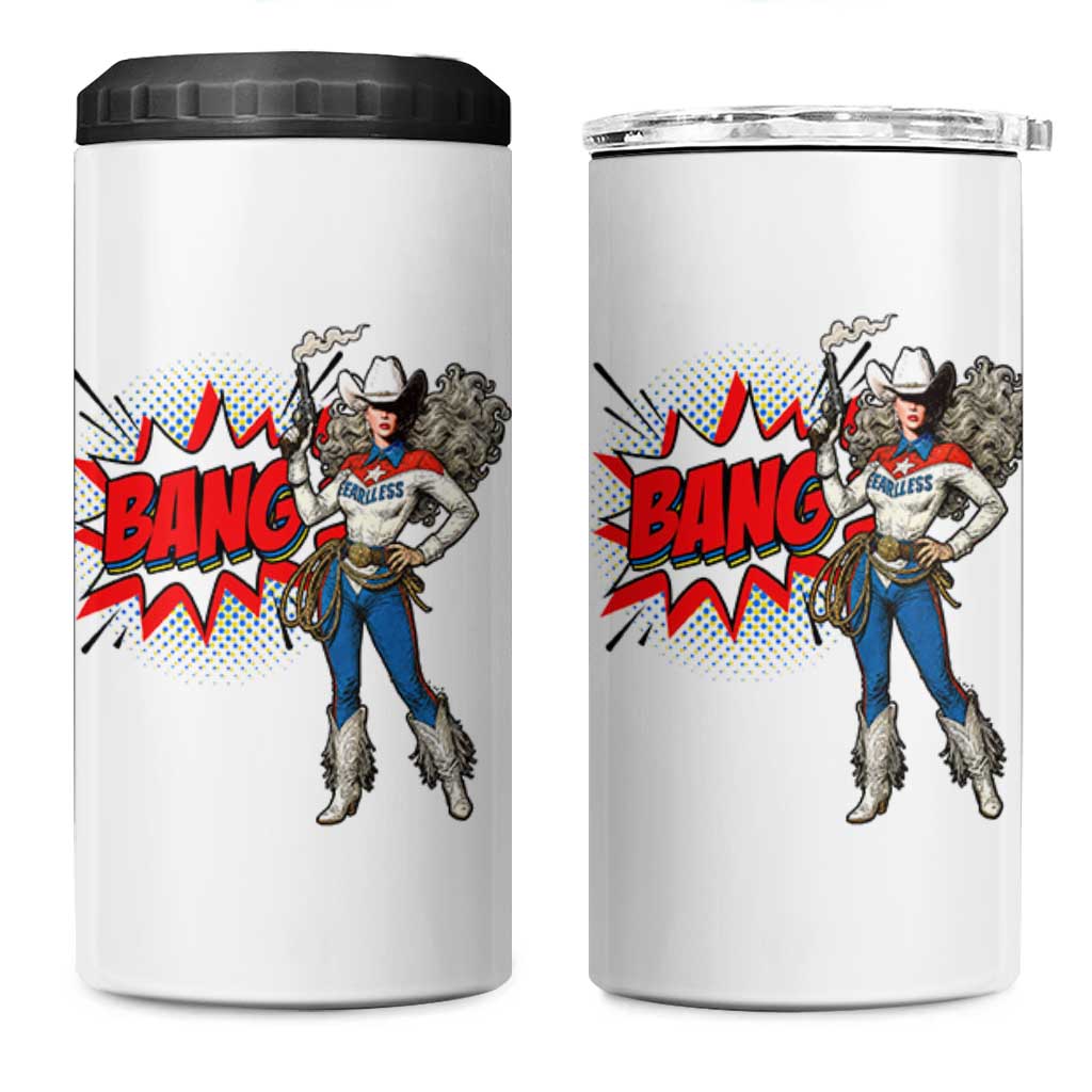 Funny Bang Cowgirl 4 in 1 Can Cooler Tumbler Western Country Music Cowboy Rodeo