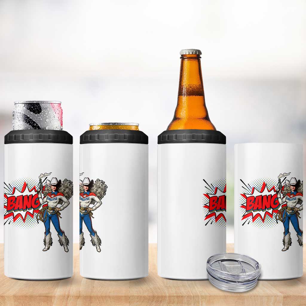 Funny Bang Cowgirl 4 in 1 Can Cooler Tumbler Western Country Music Cowboy Rodeo