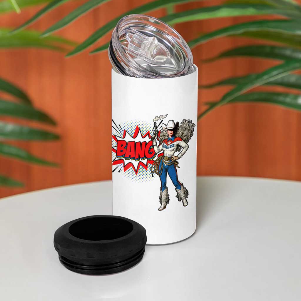 Funny Bang Cowgirl 4 in 1 Can Cooler Tumbler Western Country Music Cowboy Rodeo