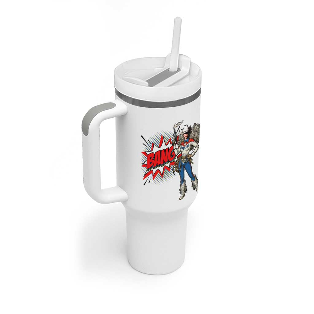 Funny Bang Cowgirl Tumbler With Handle Western Country Music Cowboy Rodeo