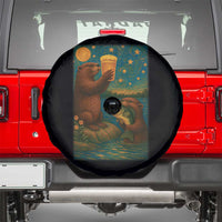 Funny Otter Drinking Beer Spare Tire Cover Van Gogh Starry Night - Wonder Print Shop