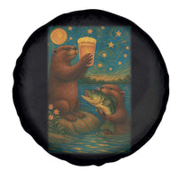Funny Otter Drinking Beer Spare Tire Cover Van Gogh Starry Night - Wonder Print Shop