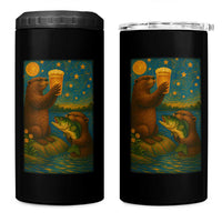 Funny Otter Drinking Beer 4 in 1 Can Cooler Tumbler Van Gogh Starry Night