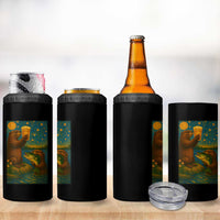 Funny Otter Drinking Beer 4 in 1 Can Cooler Tumbler Van Gogh Starry Night