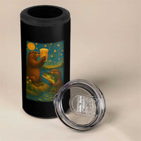 Funny Otter Drinking Beer 4 in 1 Can Cooler Tumbler Van Gogh Starry Night