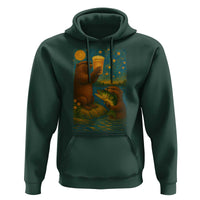 Funny Otter Drinking Beer Hoodie Van Gogh Starry Night - Wonder Print Shop