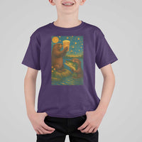 Funny Otter Drinking Beer T Shirt For Kid Van Gogh Starry Night - Wonder Print Shop