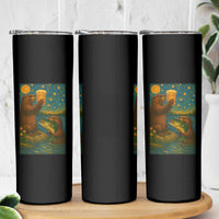 Funny Otter Drinking Beer Skinny Tumbler Van Gogh Starry Night