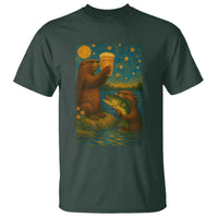 Funny Otter Drinking Beer T Shirt Van Gogh Starry Night - Wonder Print Shop