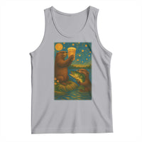 Funny Otter Drinking Beer Tank Top Van Gogh Starry Night - Wonder Print Shop