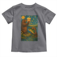 Funny Otter Drinking Beer Toddler T Shirt Van Gogh Starry Night - Wonder Print Shop