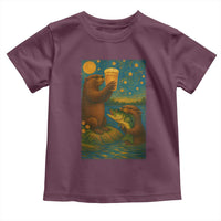 Funny Otter Drinking Beer Toddler T Shirt Van Gogh Starry Night - Wonder Print Shop