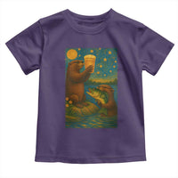 Funny Otter Drinking Beer Toddler T Shirt Van Gogh Starry Night - Wonder Print Shop