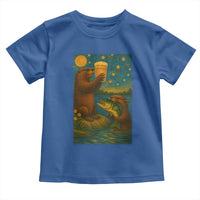 Funny Otter Drinking Beer Toddler T Shirt Van Gogh Starry Night - Wonder Print Shop