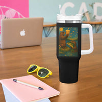 Funny Otter Drinking Beer Tumbler With Handle Van Gogh Starry Night