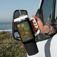 Funny Otter Drinking Beer Tumbler With Handle Van Gogh Starry Night