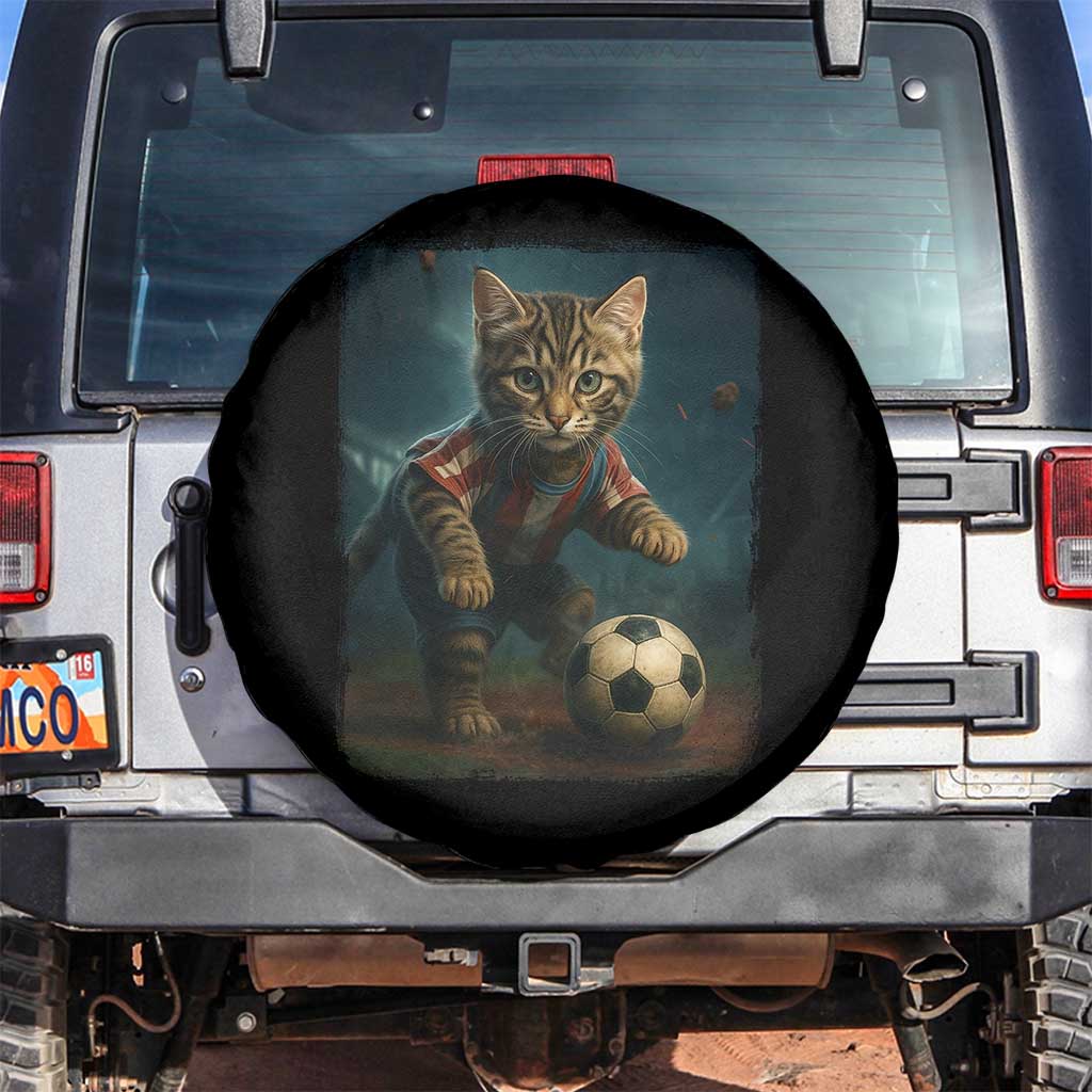 Funny Cat Soccer Ball Spare Tire Cover Cute Kitty Football Player Lover - Wonder Print Shop