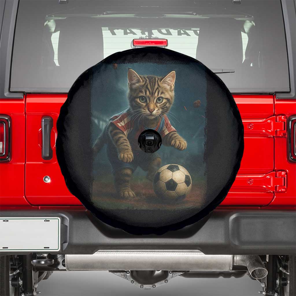 Funny Cat Soccer Ball Spare Tire Cover Cute Kitty Football Player Lover - Wonder Print Shop