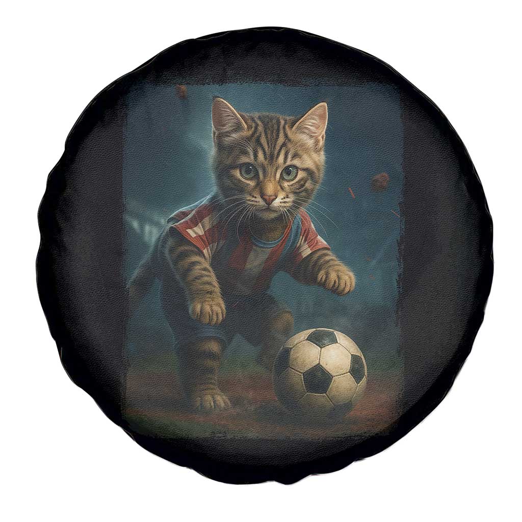 Funny Cat Soccer Ball Spare Tire Cover Cute Kitty Football Player Lover - Wonder Print Shop