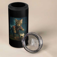 Funny Cat Soccer Ball 4 in 1 Can Cooler Tumbler Cute Kitty Football Player Lover