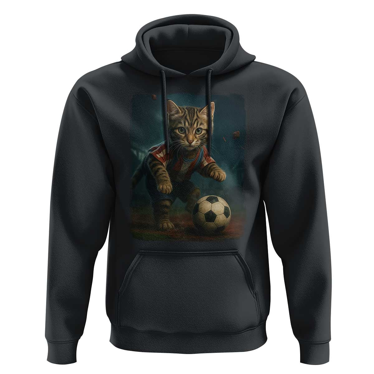 Funny Cat Soccer Ball Hoodie Cute Kitty Football Player Lover - Wonder Print Shop