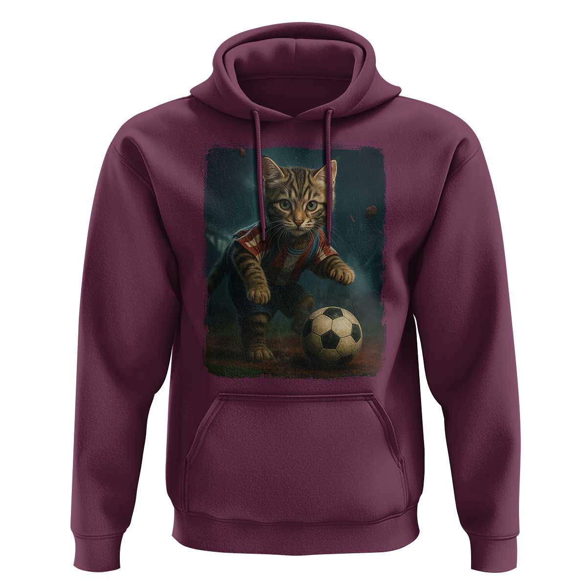 Funny Cat Soccer Ball Hoodie Cute Kitty Football Player Lover - Wonder Print Shop