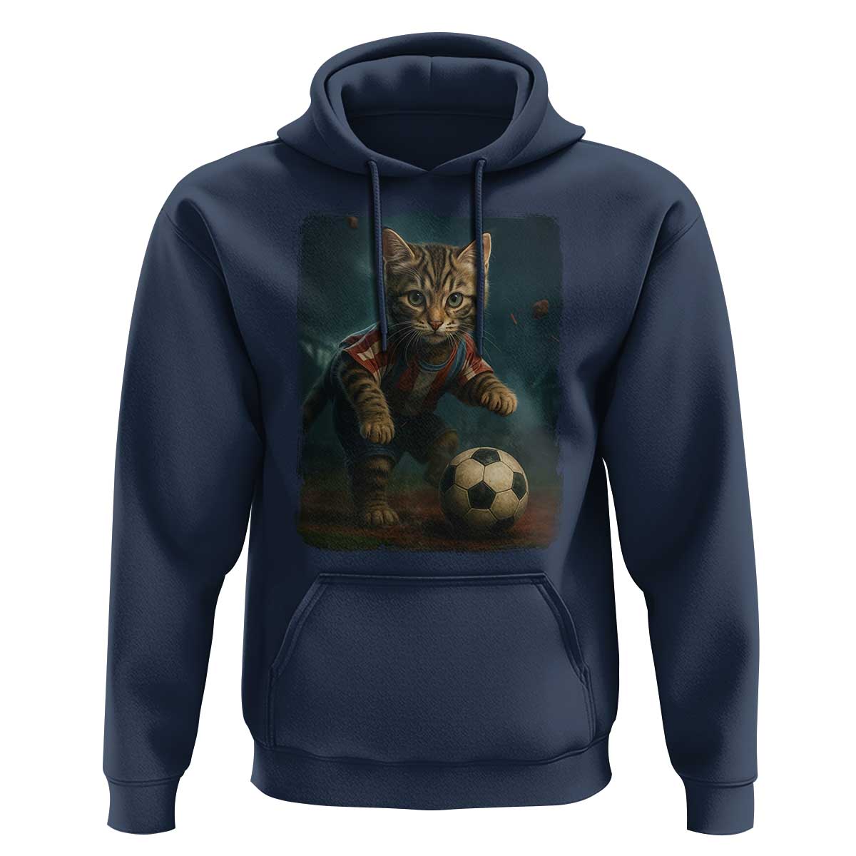 Funny Cat Soccer Ball Hoodie Cute Kitty Football Player Lover - Wonder Print Shop