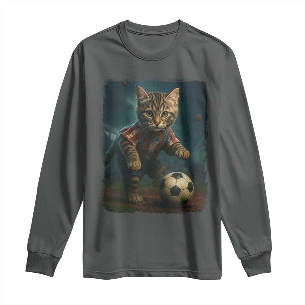 Funny Cat Soccer Ball Long Sleeve Shirt Cute Kitty Football Player Lover - Wonder Print Shop
