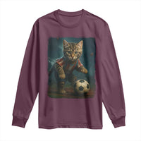 Funny Cat Soccer Ball Long Sleeve Shirt Cute Kitty Football Player Lover - Wonder Print Shop