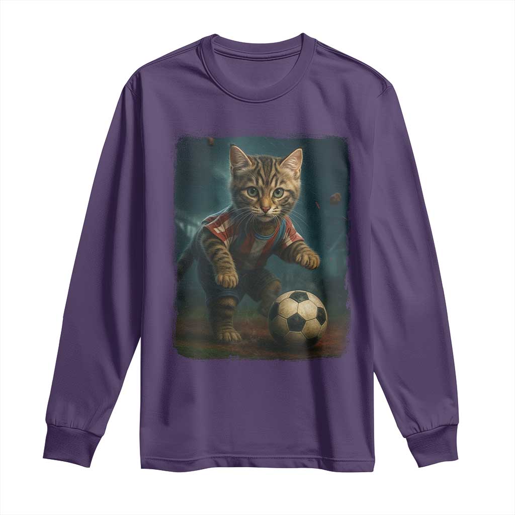 Funny Cat Soccer Ball Long Sleeve Shirt Cute Kitty Football Player Lover - Wonder Print Shop