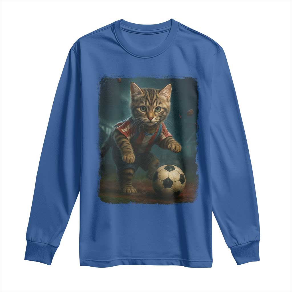 Funny Cat Soccer Ball Long Sleeve Shirt Cute Kitty Football Player Lover - Wonder Print Shop
