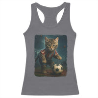 Funny Cat Soccer Ball Racerback Tank Top Cute Kitty Football Player Lover - Wonder Print Shop