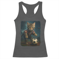 Funny Cat Soccer Ball Racerback Tank Top Cute Kitty Football Player Lover - Wonder Print Shop
