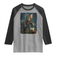 Funny Cat Soccer Ball Raglan Shirt Cute Kitty Football Player Lover - Wonder Print Shop
