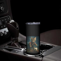 Funny Cat Soccer Ball Skinny Tumbler Cute Kitty Football Player Lover