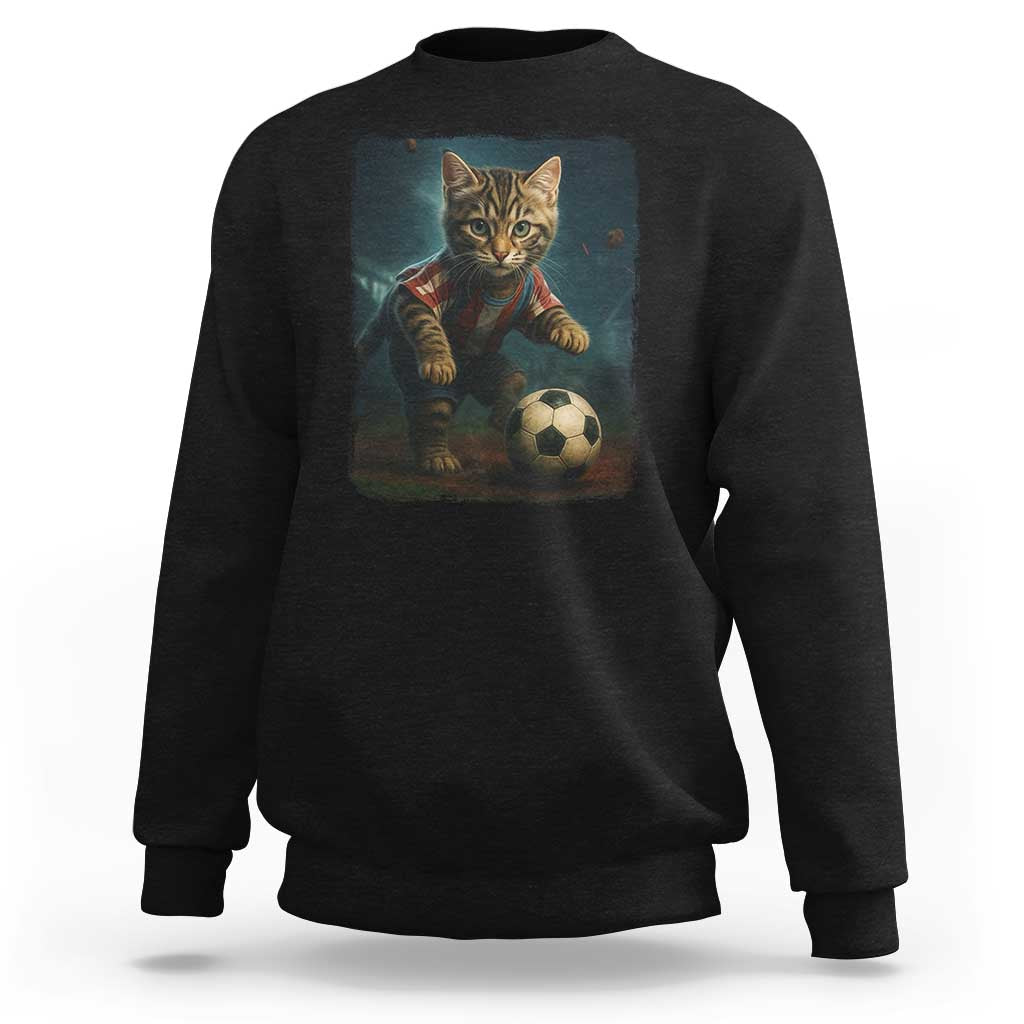 Funny Cat Soccer Ball Sweatshirt Cute Kitty Football Player Lover - Wonder Print Shop
