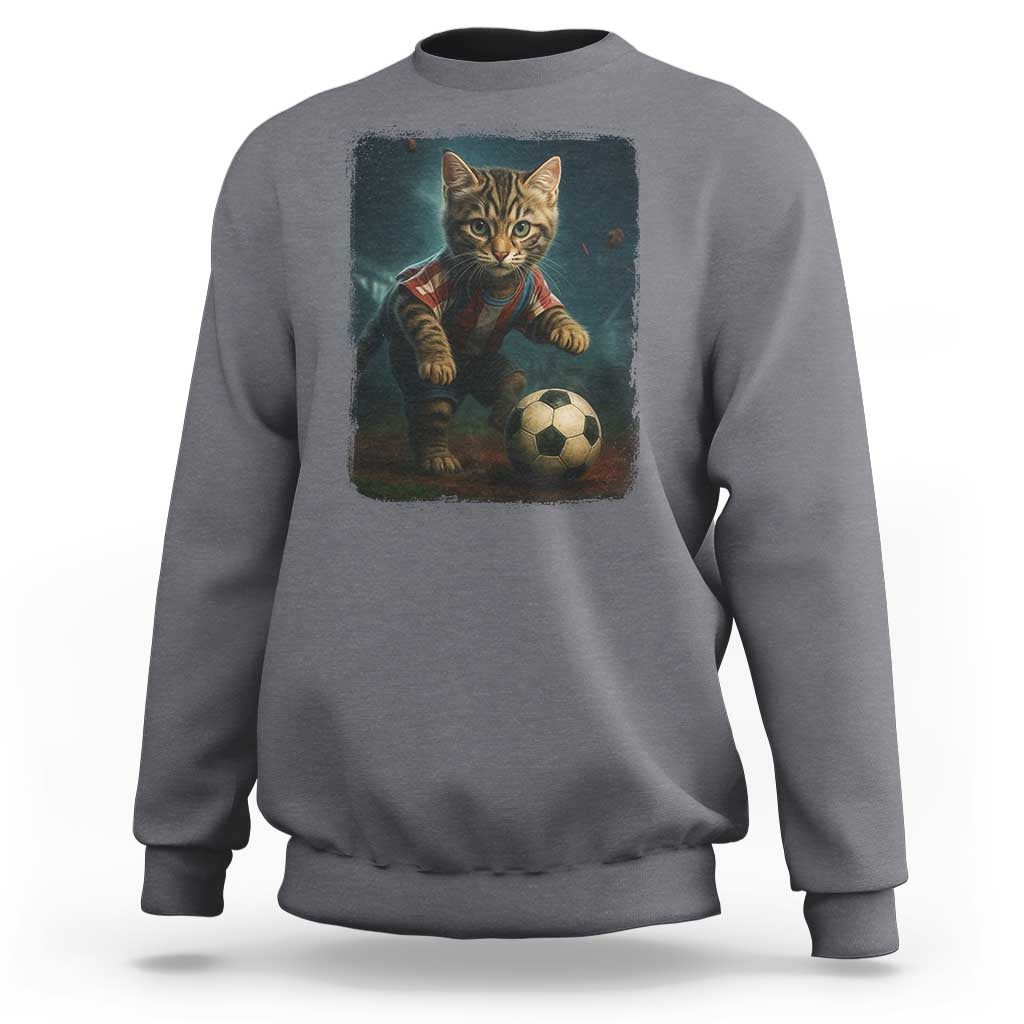 Funny Cat Soccer Ball Sweatshirt Cute Kitty Football Player Lover - Wonder Print Shop