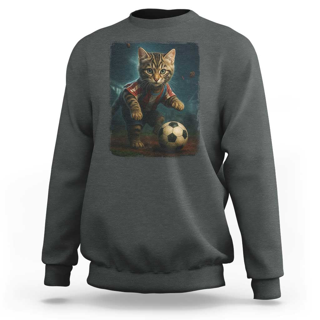 Funny Cat Soccer Ball Sweatshirt Cute Kitty Football Player Lover - Wonder Print Shop