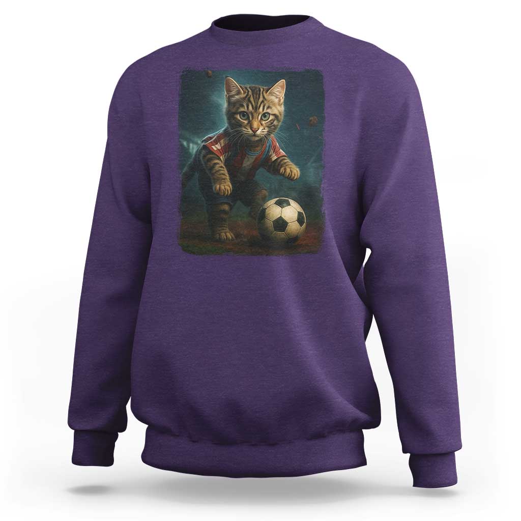 Funny Cat Soccer Ball Sweatshirt Cute Kitty Football Player Lover - Wonder Print Shop