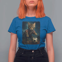 Funny Cat Soccer Ball T Shirt For Women Cute Kitty Football Player Lover - Wonder Print Shop