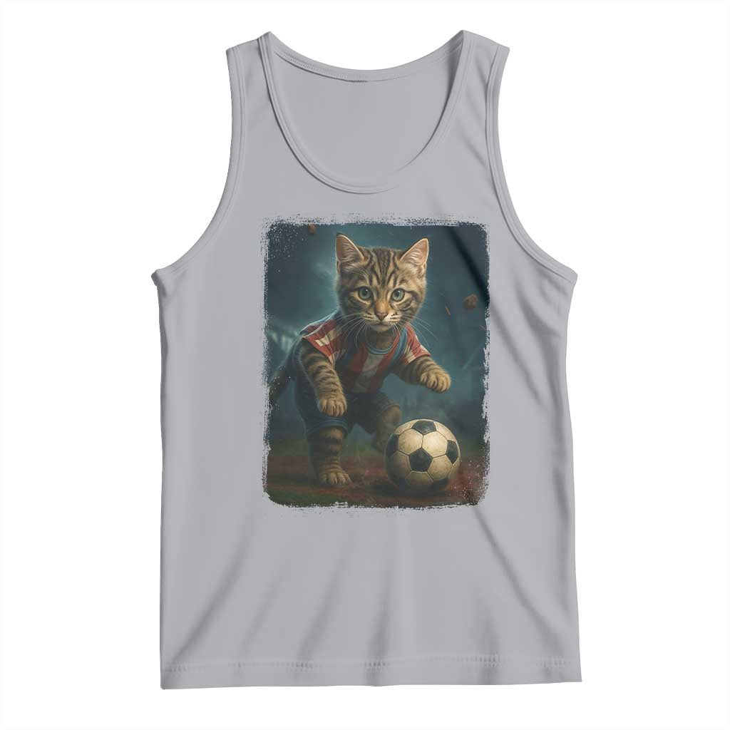 Funny Cat Soccer Ball Tank Top Cute Kitty Football Player Lover - Wonder Print Shop