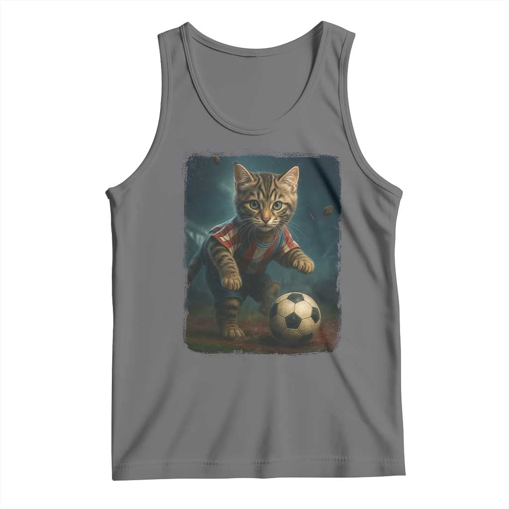 Funny Cat Soccer Ball Tank Top Cute Kitty Football Player Lover - Wonder Print Shop