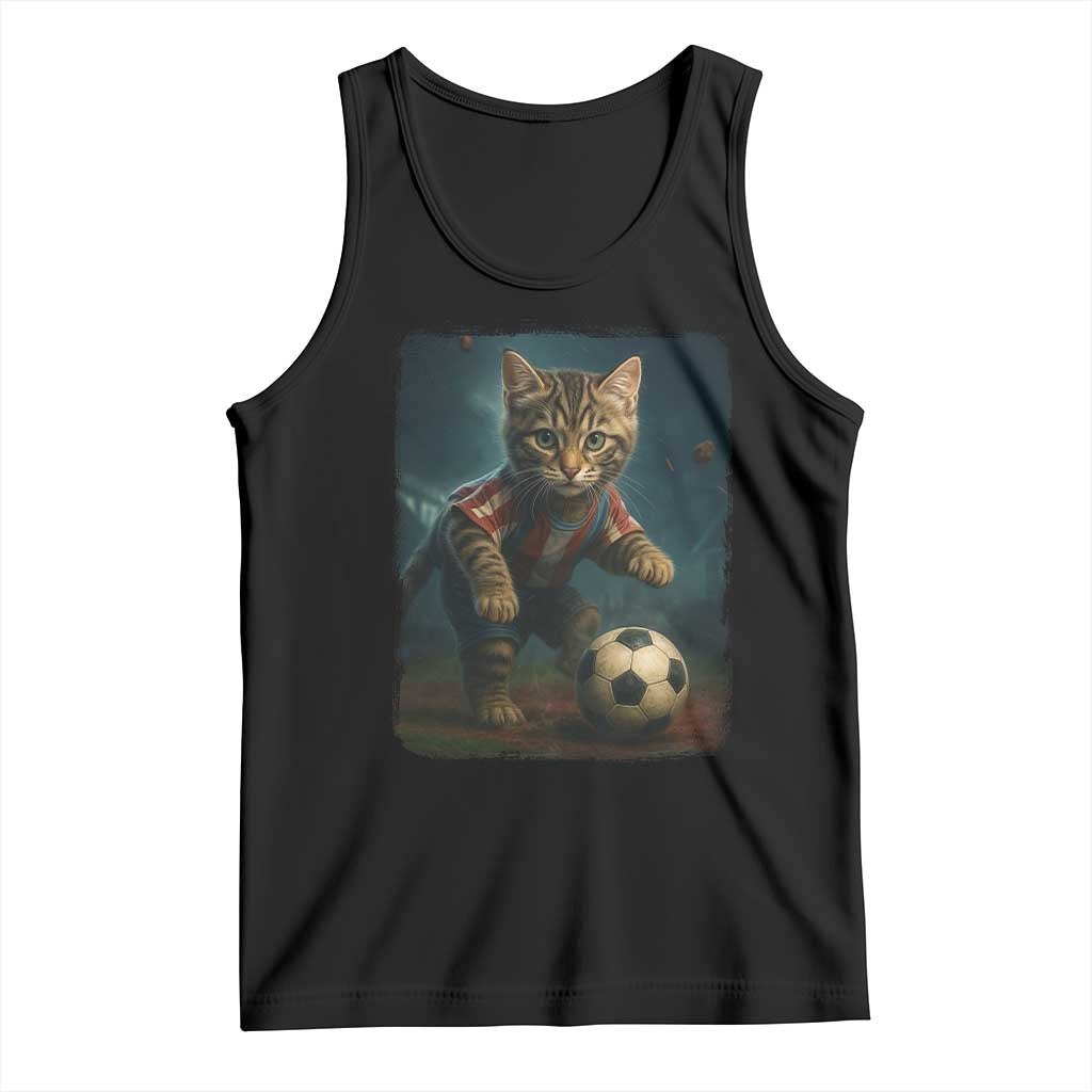 Funny Cat Soccer Ball Tank Top Cute Kitty Football Player Lover - Wonder Print Shop