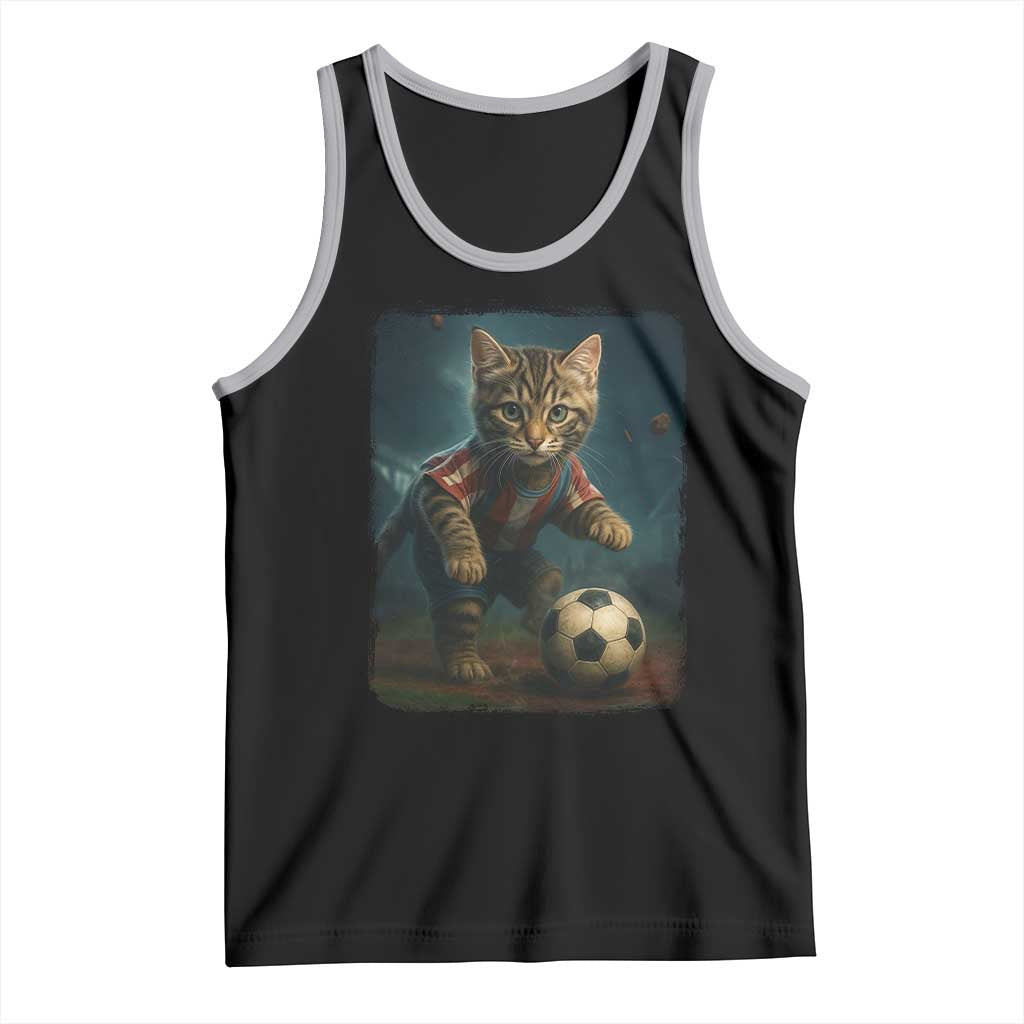 Funny Cat Soccer Ball Tank Top Cute Kitty Football Player Lover - Wonder Print Shop